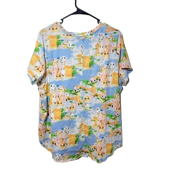 Cynthia Rowley Women's tee Size 2X 100% cotton Short Sleeve Greek Island Print - Picture 3 of 10